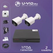 Комплект IP видеонаблюдения U-VID на 2 уличные камеры 3 Мп HI-66AIP3B, NVR 5004A-POE 4CH, витая пара 30 метров и 2 монтажные коробки